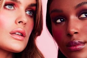 a light skinned model and darker skinned model close up of faces