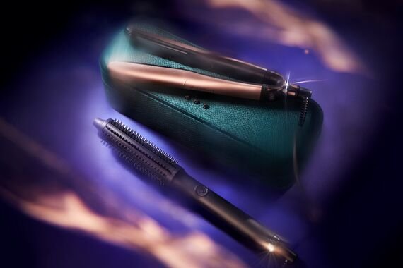 a ghd hair straightener and the hot brush curler