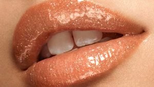 close up of glossed lips