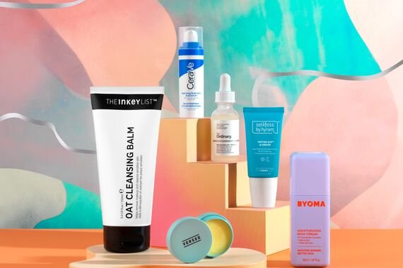 a collection of affordable skin care saviors including The Ordinary, Verso, Byoma