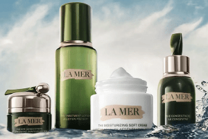 collection of la mer products shot in a studio