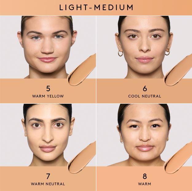 A Fenty Beauty foundation shader finder for Eaze Drop Blur + Smooth Tint Stick & Eaze Drop Blurring Skin Tint for light to medium tones.