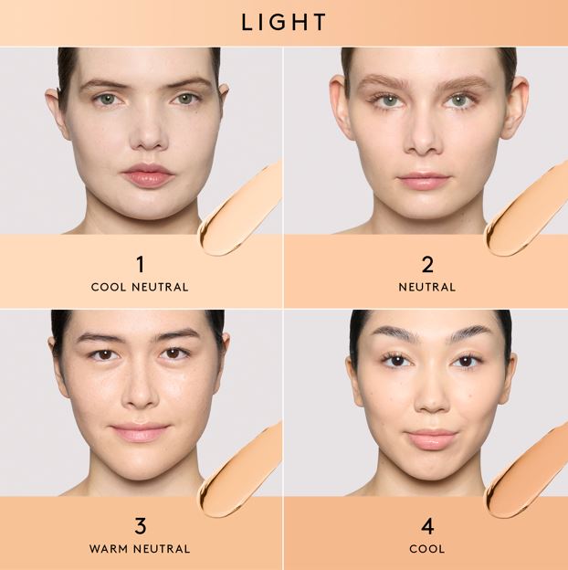 A Fenty Beauty foundation shader finder for Eaze Drop Blur + Smooth Tint Stick & Eaze Drop Blurring Skin Tint for light tones.