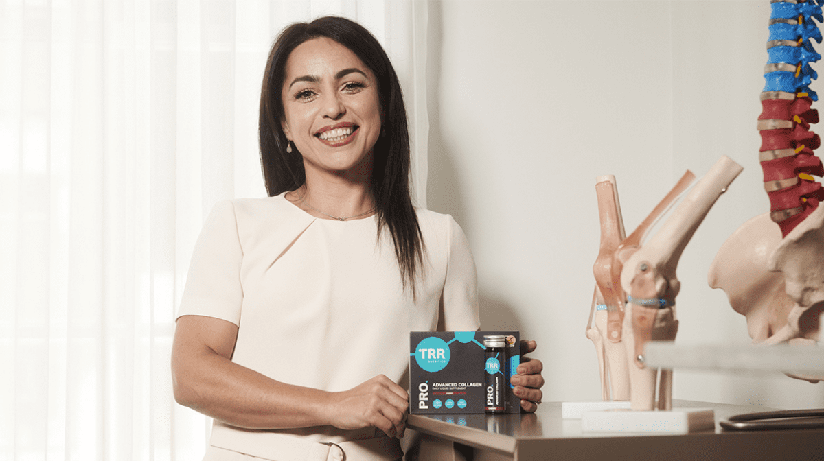 Dr Eva Carneiro with TRR Nutrition Collagen Shots