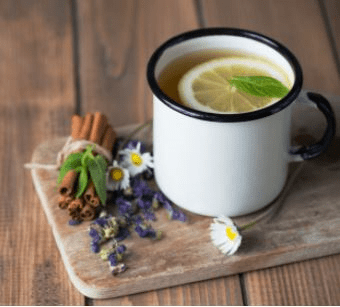 Herbal Tea with lemon, chamomile and lavender. 