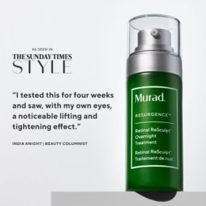 Image of Murad's new Retinal product with a quote. 