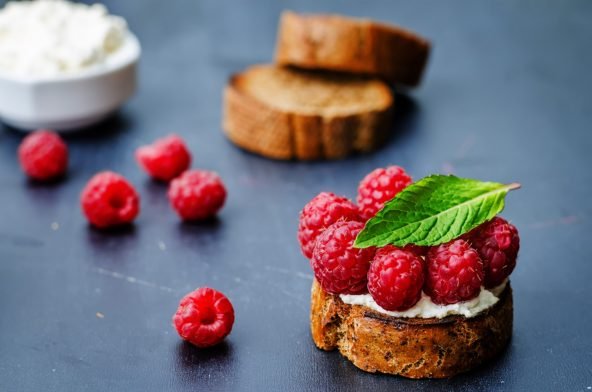 Fruit Toast with Ricotta and Raspberries