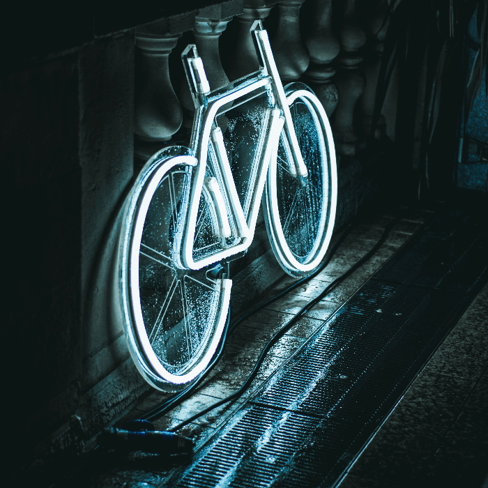 a bike lit up
