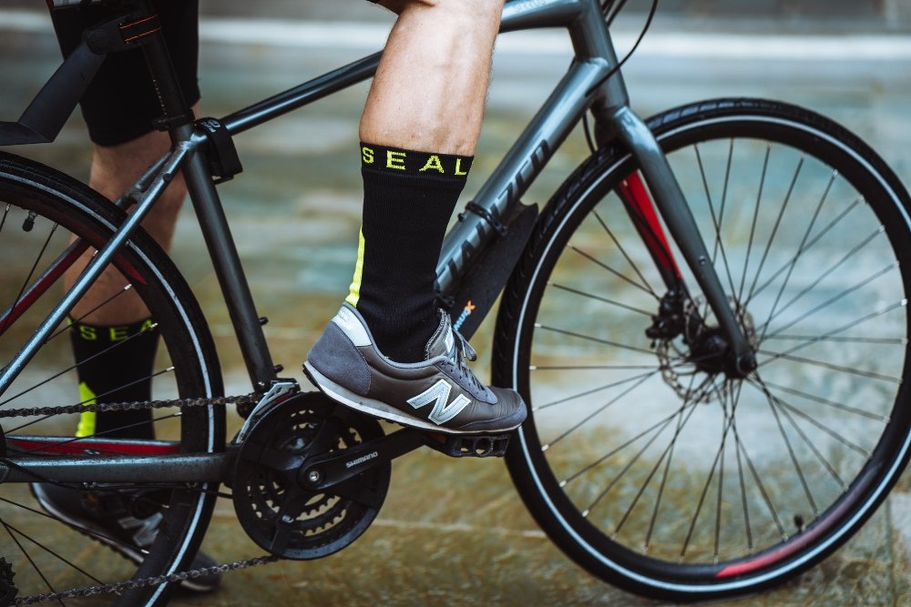 Man wearing waterproof socks