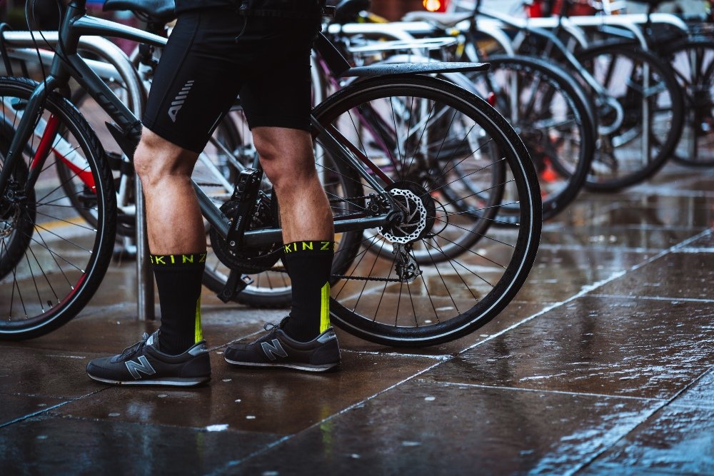 Man wearing waterproof socks