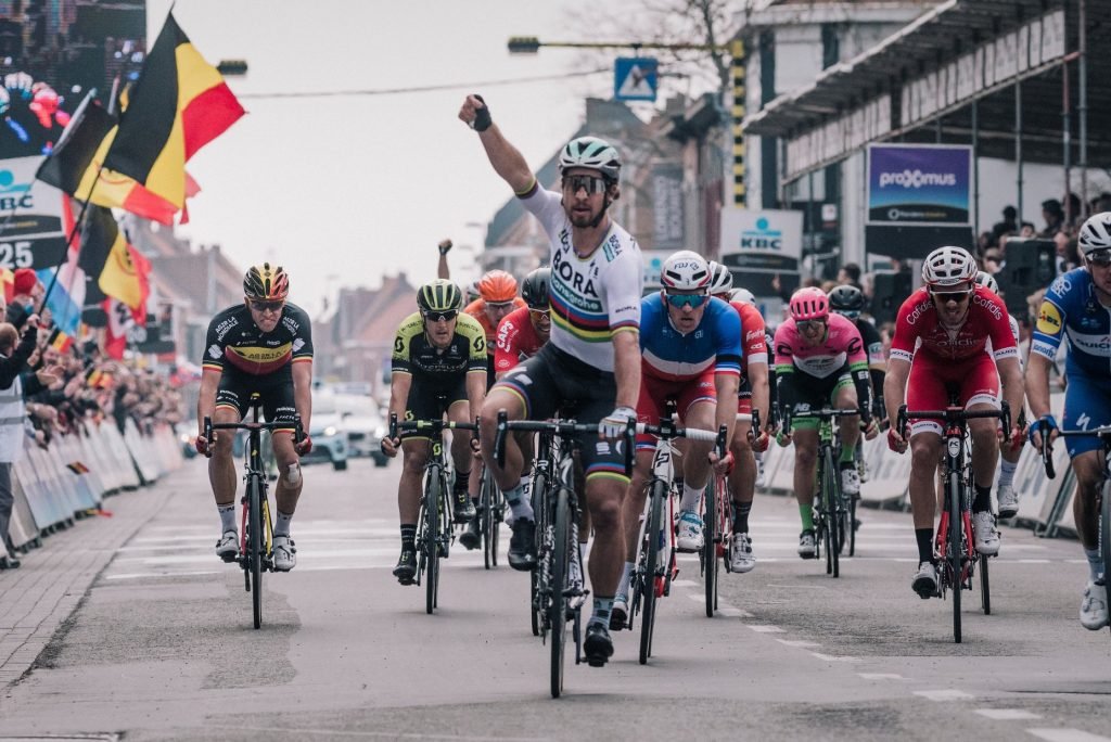 Sagan winning his third Ghent-Wevelgem