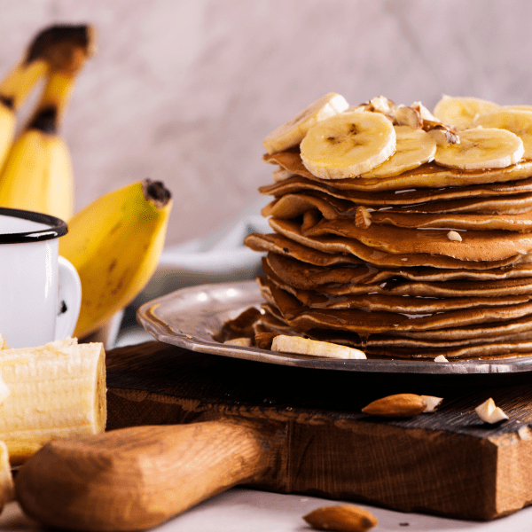 Vegan banana protein pancakes