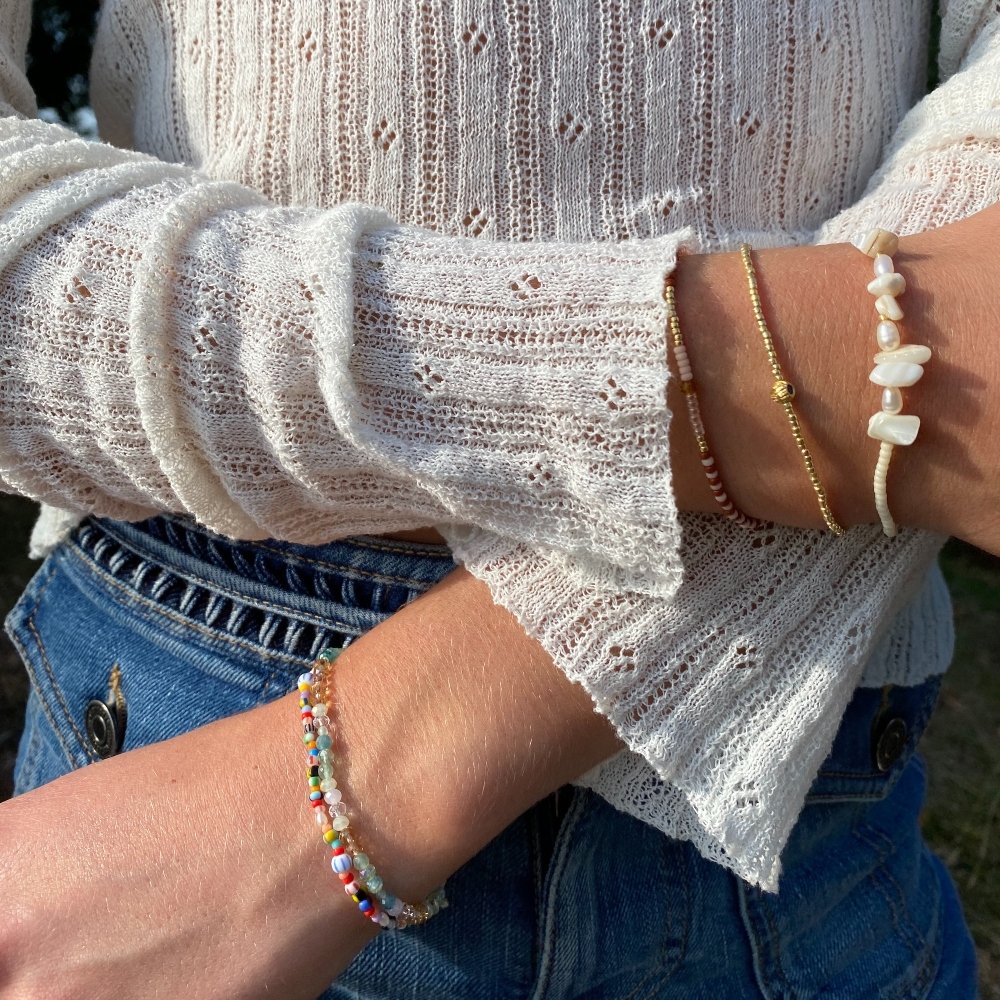 Clara wearing Anni Lu bracelets