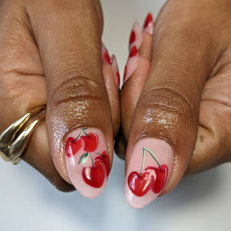 cherry nail art