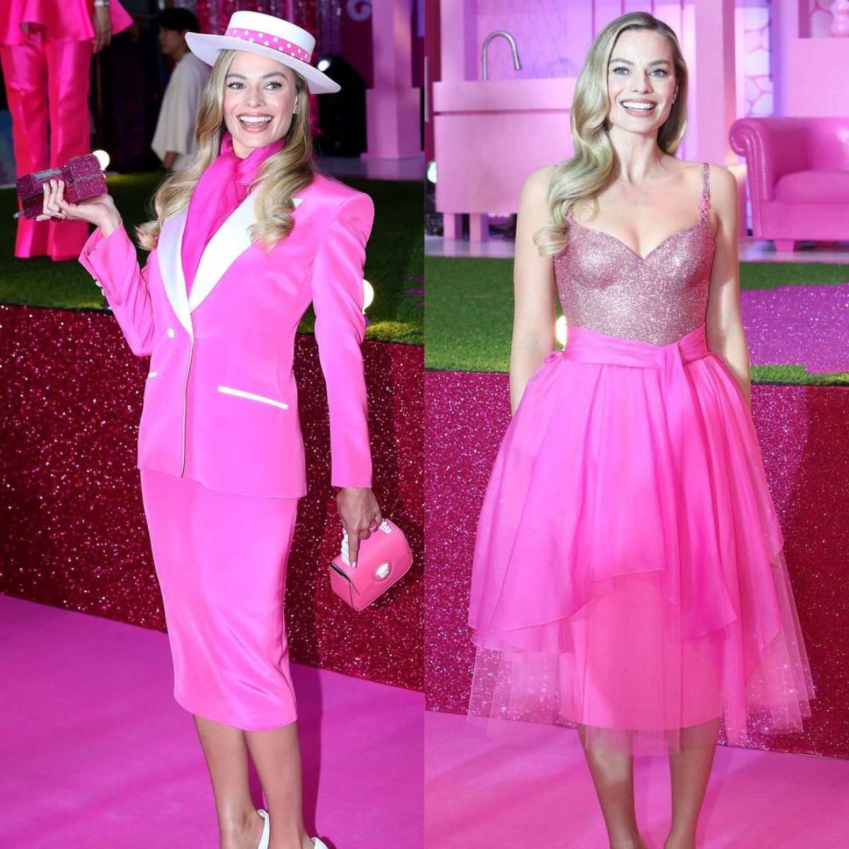 Margot Robbie Pops in Pink Minidress at 'Barbie' London Photo Call