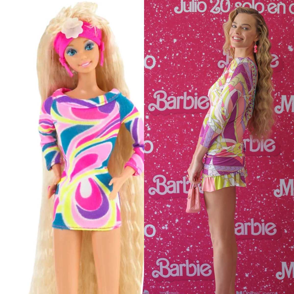 Margot Robbie recreates 'Totally Hair Barbie' for 'Barbie' Mexico photocall