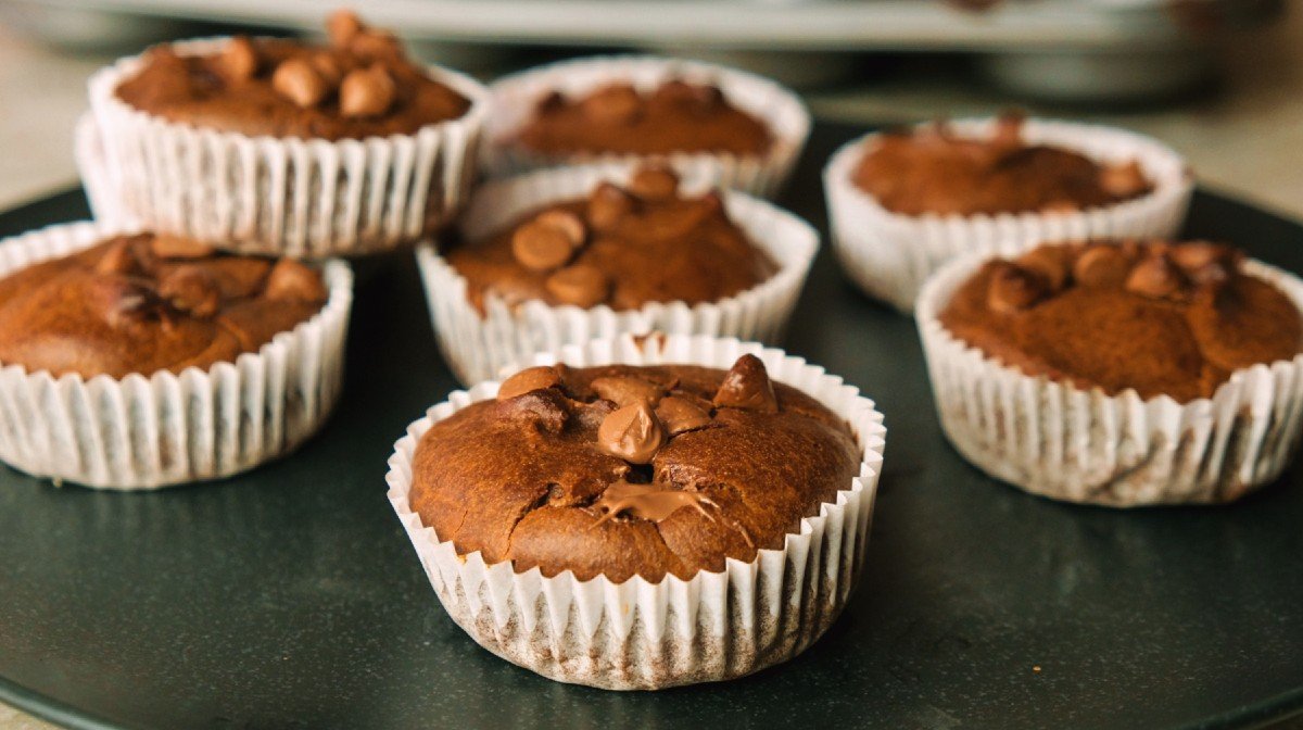 Protein brownie muffins med peanut butter