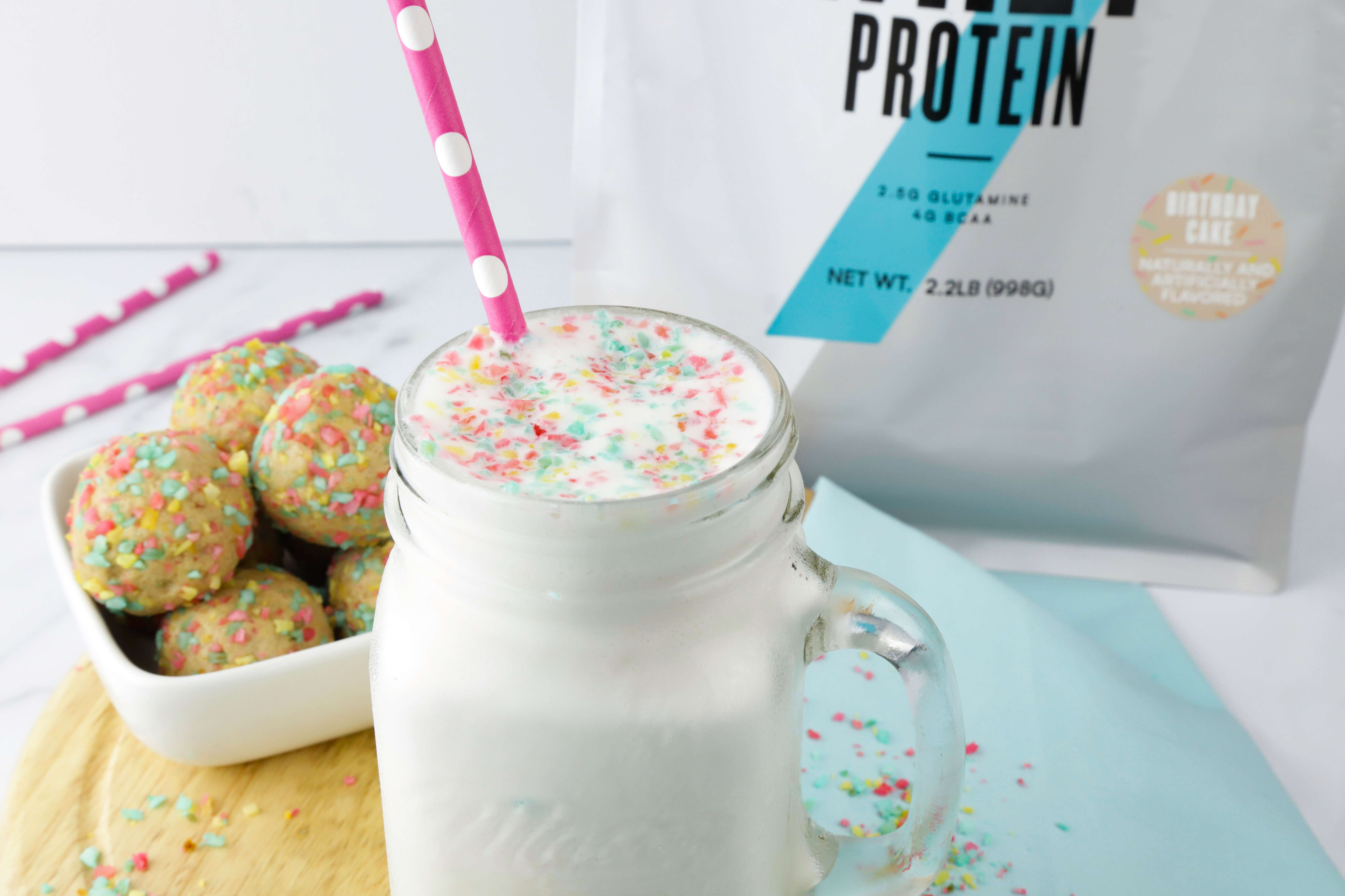 Birthday Cake Protein Energy Balls | Celebrate Our 16th Birthday with #SweetGains