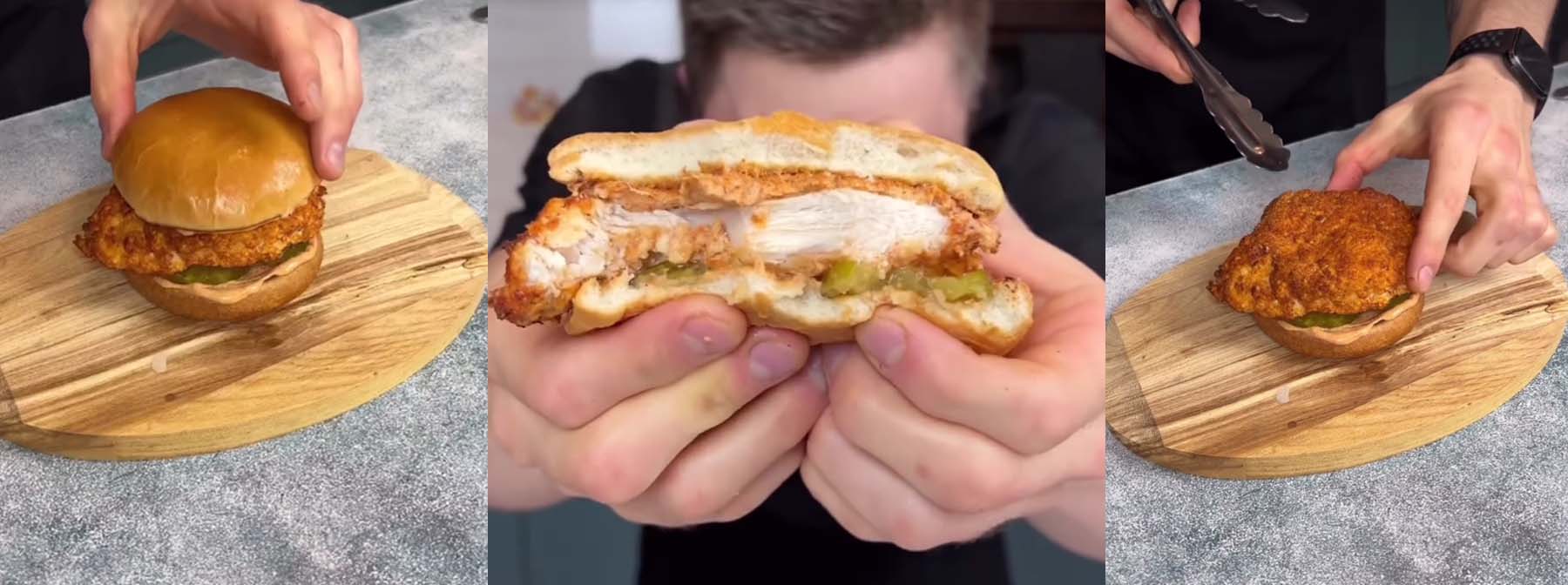 Sandwich/Burger de Poulet à friteuse à air riche en protéines