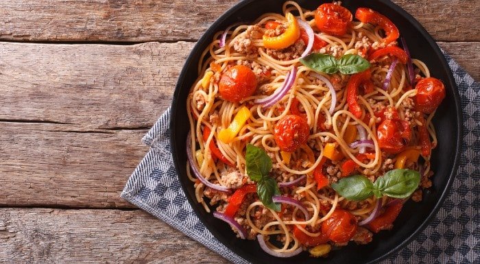 Gebratene Ratatouille Spaghetti
