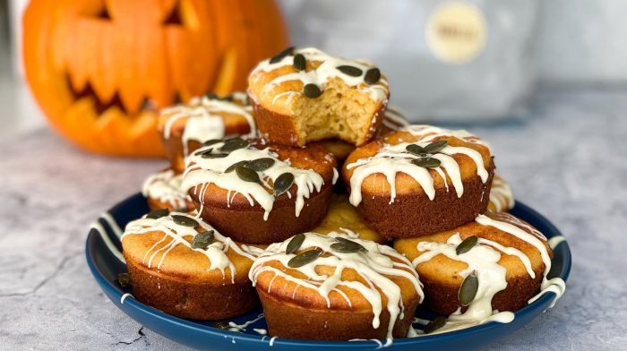 Proteinreiche Halloween Kürbis Muffins