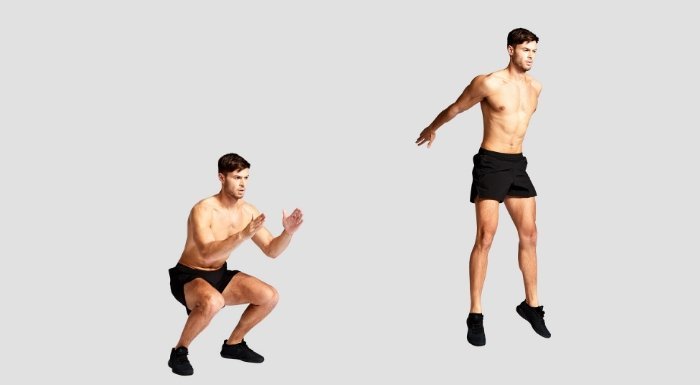 Выпрыгивания из приседа. Упражнение приседание с выпрыгиванием. Выпрыгивание из приседа с продвижением вперед. Выпрыгивания на месте. Упражнение выпрыгивание вверх.