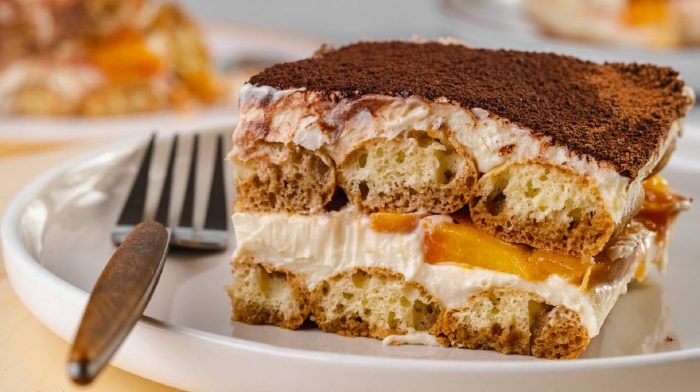Protein Tiramisu mit Pfirsich | Gesundes Dessert
