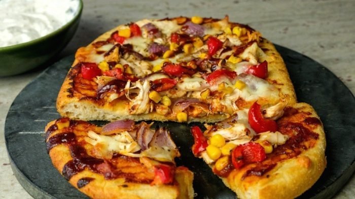 BBQ Chicken Pizza With Garlic & Herb Dip | Fakeaway Recipes