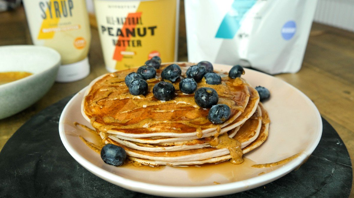 Blueberry & Butterscotch Protein Pancakes