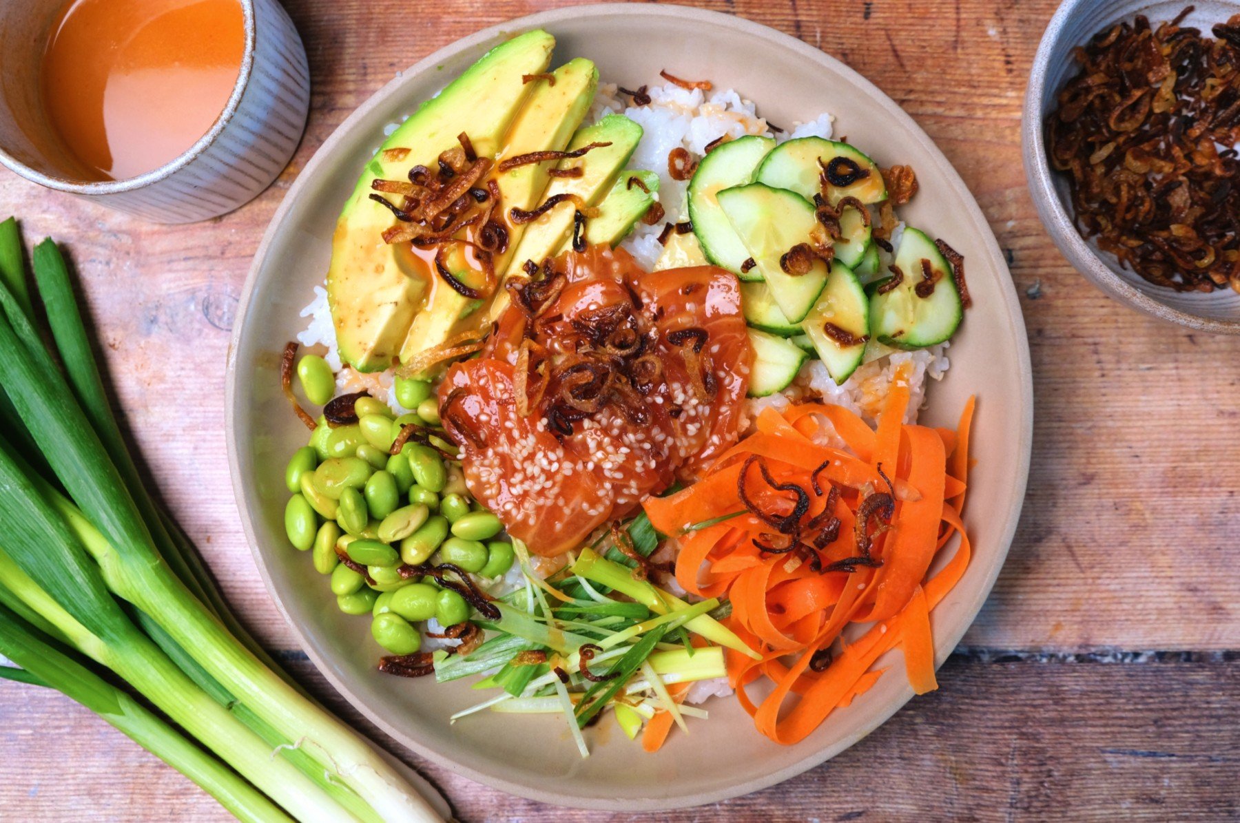 Salmon Poke Bowls (with easy poke bowl sauce)