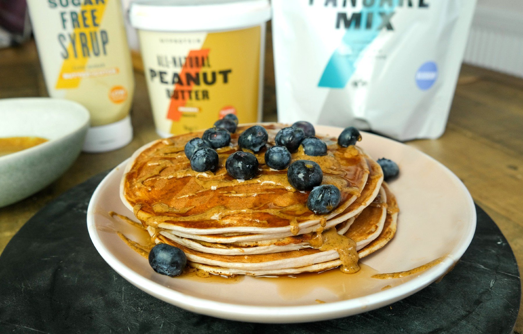 Blueberry & Butterscotch Protein Pancakes