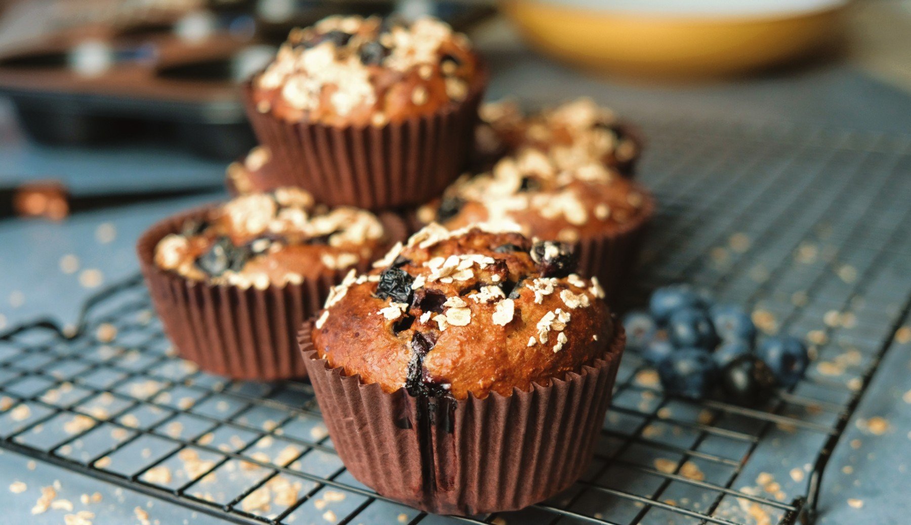 High-Protein Blueberry Oat Muffins