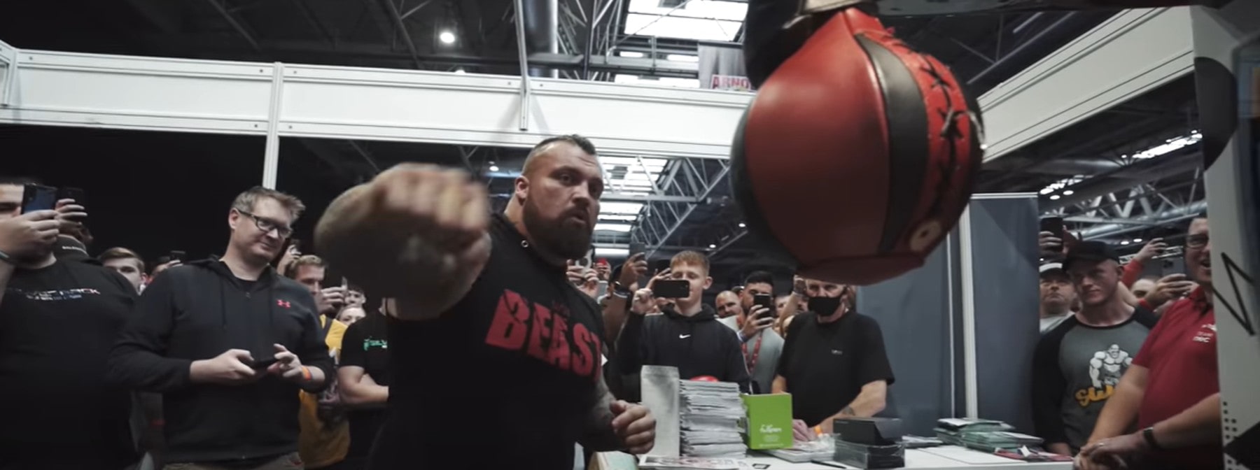 Eddie Hall Destroys Punch Bag Machine With Huge Right Hand