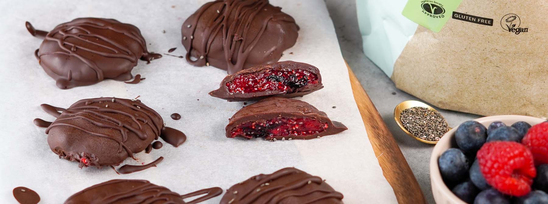 Berry Chocolate Chia Bites