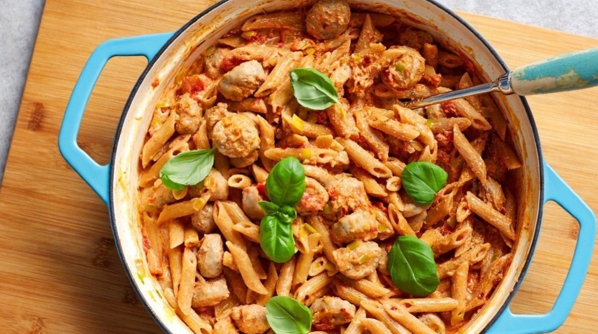 Healthy Pasta Recipes Lean Creamy Sausage Pasta Meal Prep Myprotein Our game plan starts with making a few simple, adaptable, and delicious. lean creamy sausage pasta meal prep