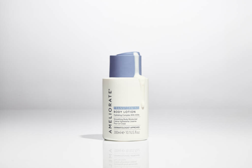 AMELIORATE Transforming Body Lotion 300ml bottle with lotion on cap