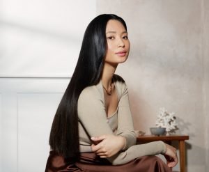 woman with long black silky hair