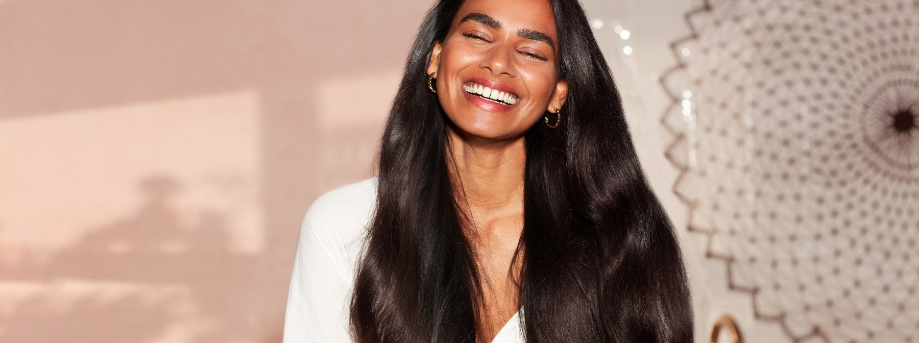 woman with long silky healthy hair