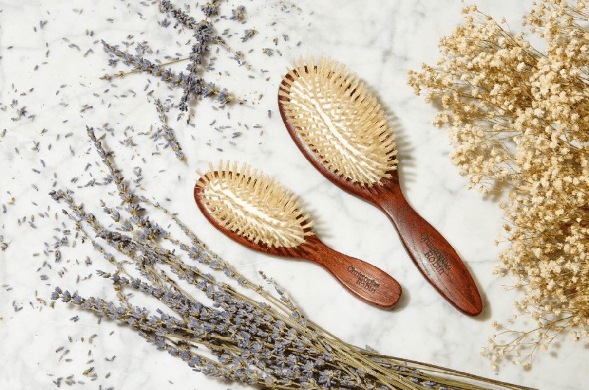 The Christophe Robin travel hair boar bristle brush to keep hair healthy while on holiday