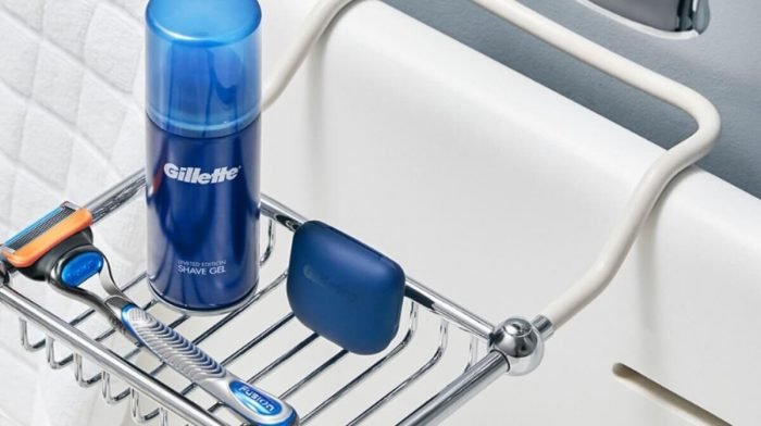 A shaving essentials kit featuring a Gillette razor and shaving cream
