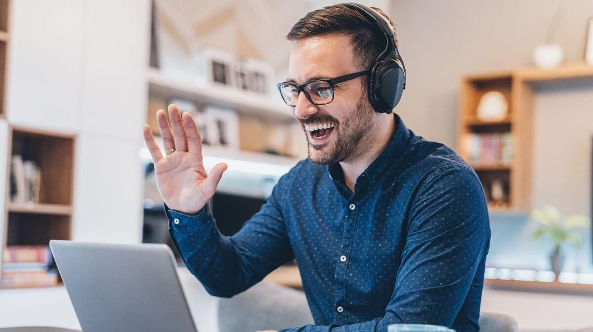 man taking part in a video call