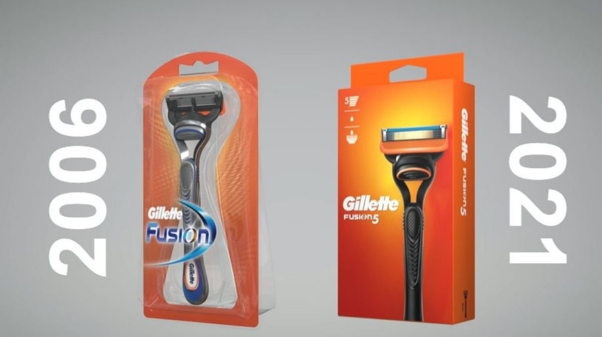 Fully recyclable packaging of Gillette Fusion5 razor