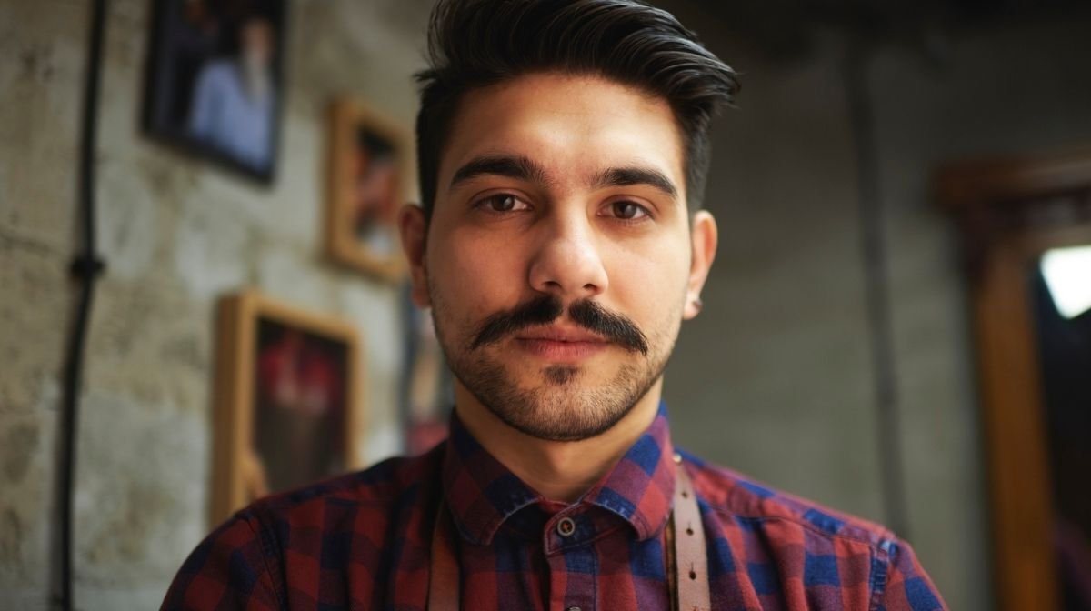 Image of Chevron Moustache oval face beard style