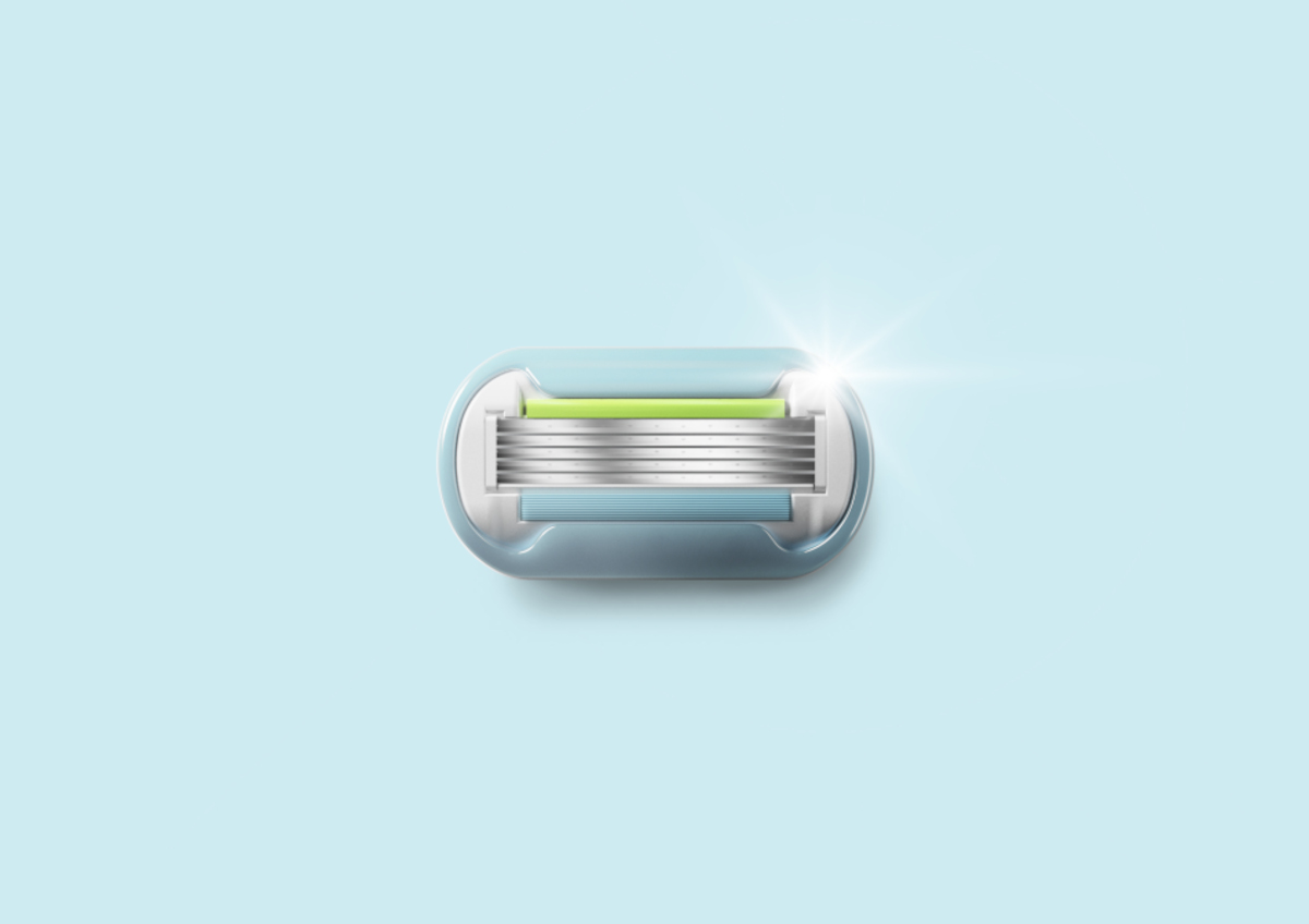 A single Venus razor blade against a pale blue background | Venus UK