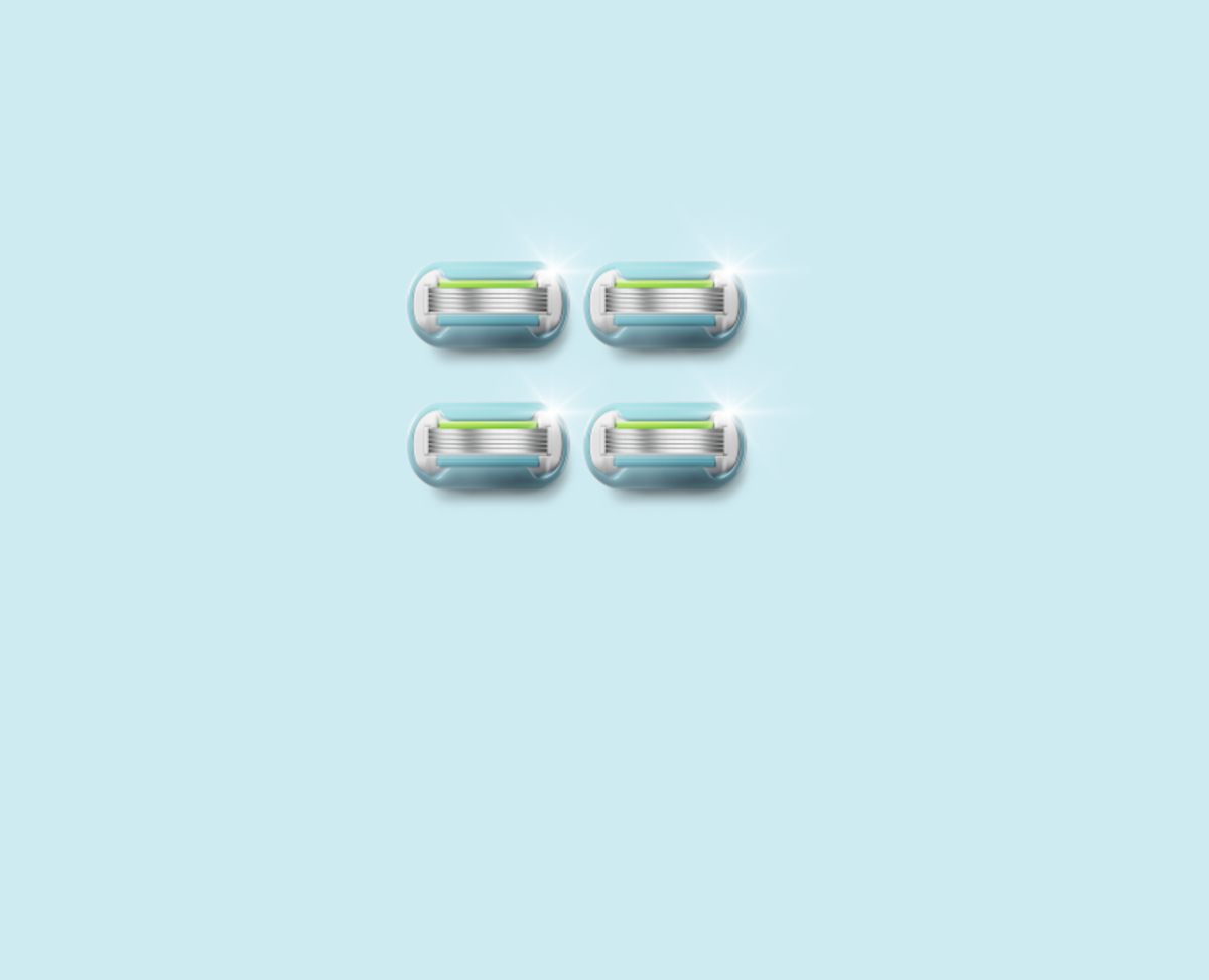 Four Venus blades against a pale blue background | Venus UK