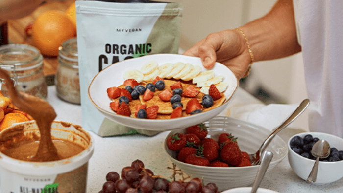 banana and berries in bowl