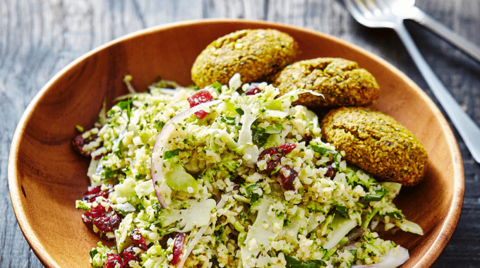 Lentil Falafal Burgers with Salad & Peanut Dressing