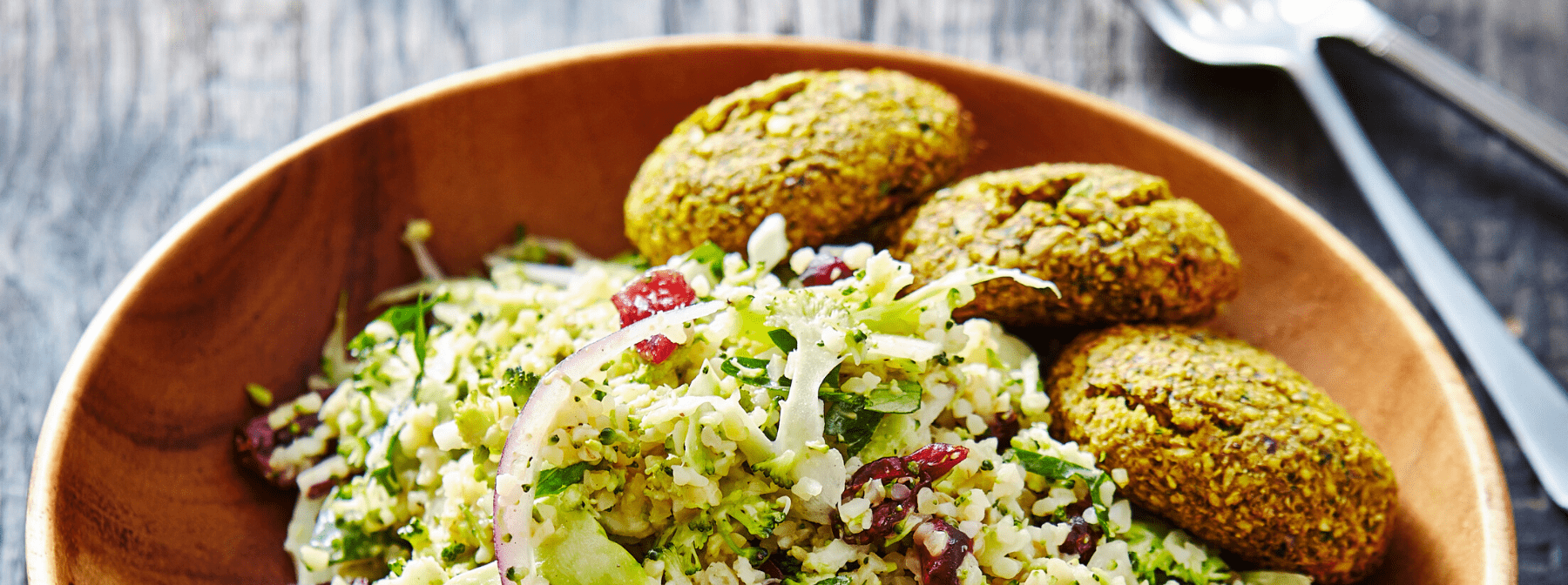 Lentil Falafal Burgers with Salad & Peanut Dressing