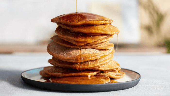 Syrup on pancakes