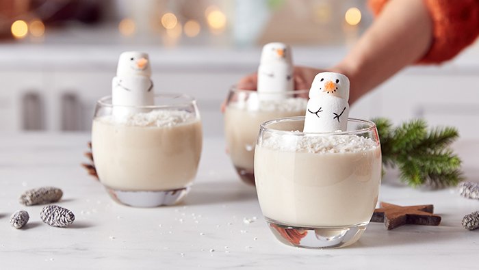 vegan snowmen protein pudding pots